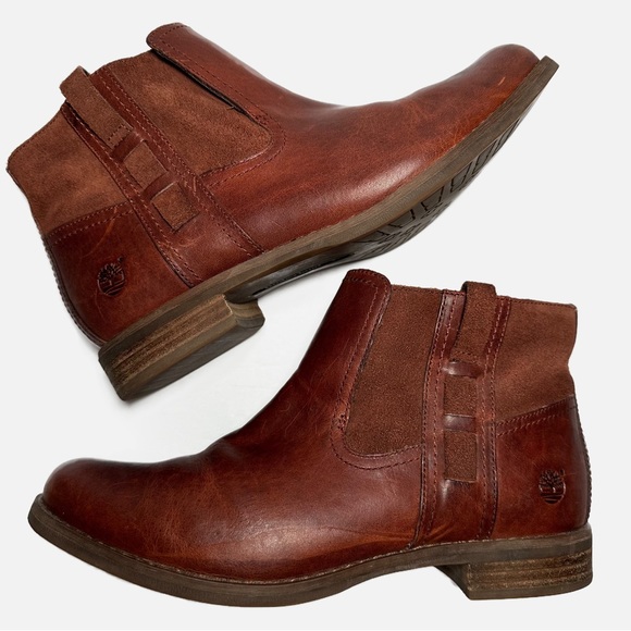 Timberland Brown Leather Earthkeepers Savin Hill Chelsea Ankle Boot Women’s 9.5 - Picture 4 of 11